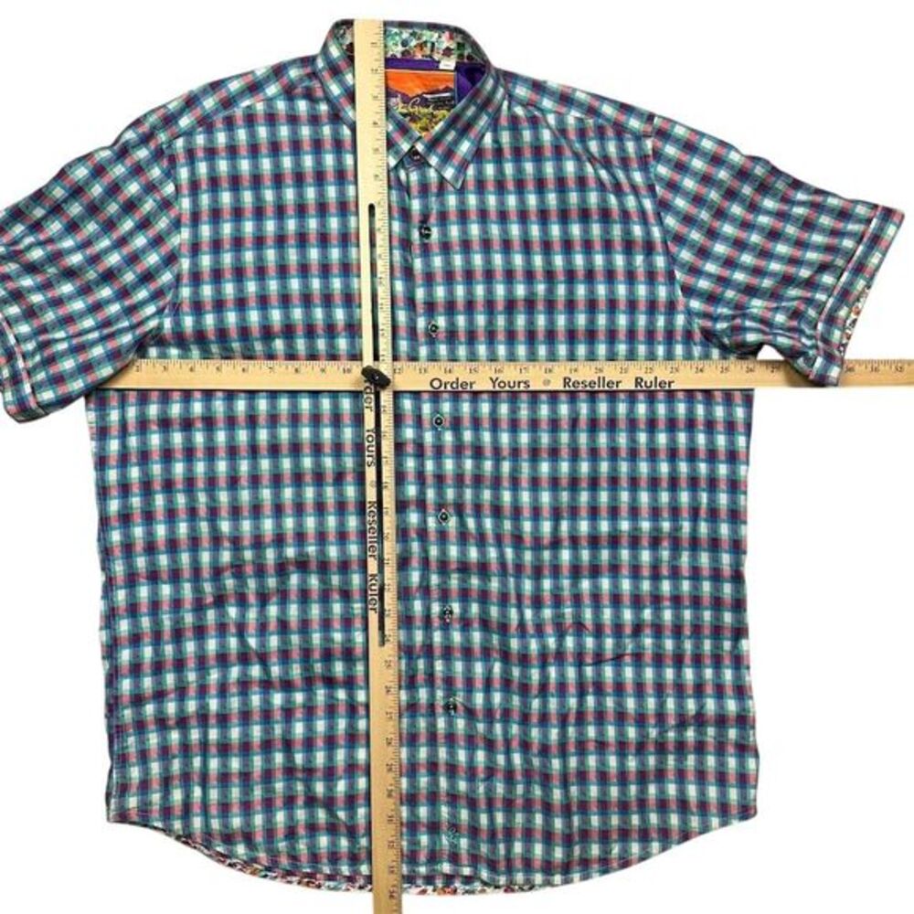 Robert Graham Men's 2XLT Check Short Sleeve Shirt Multicolor Casual - Picture 3 of 6